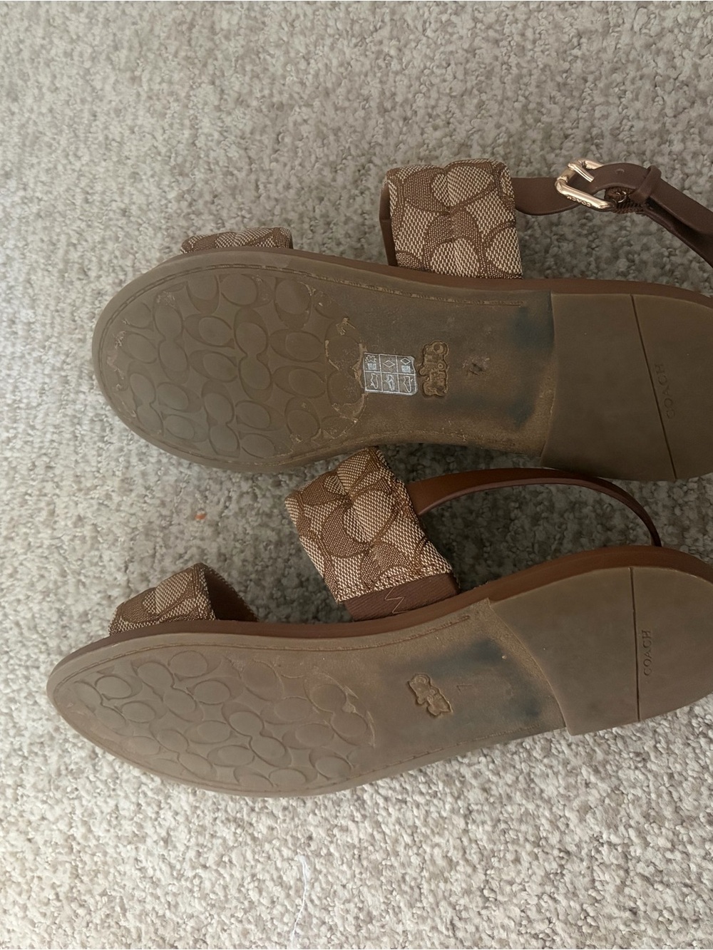 Coach Brown Signature Canvas Slingback Sandals - Picture 4 of 5
